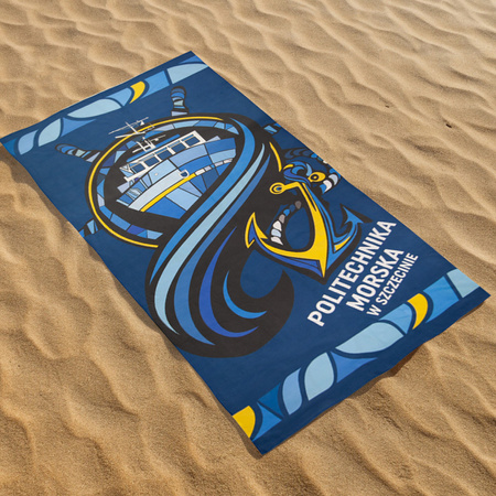 Ręcznik plażowy z motywami Politechniki Morskiej w Szczecinie