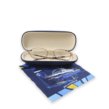 Etui na okulary i ściereczka z logo Politechniki Morskiej w Szczecinie