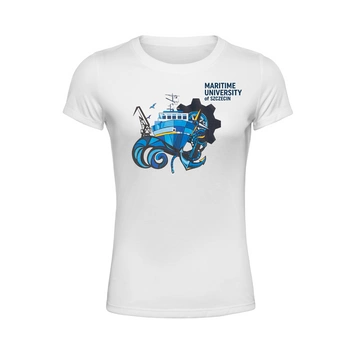 T-shirt woman - Maritime University of Szczecin with an image of a ship Nawigator XXI
