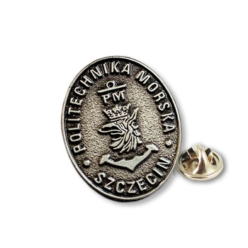 Przypinka metalowa z logo Politechniki Morskiej w Szczecinie