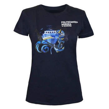 T-Shirt damski z wizerunkiem statku Nawigator XXI Politechniki Morskiej w Szczecinie